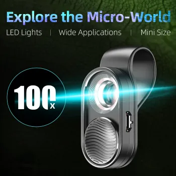 Mikroskop cyfrowy soczewka do telefonu 100x LED