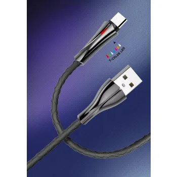 Kabel USB-A - USB-C LDNIO z LED 1m szary LS461C