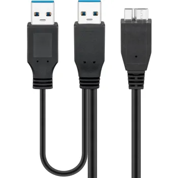 Kabel USB 3.0 x2 - micro-B do dysków Goobay 0,3m