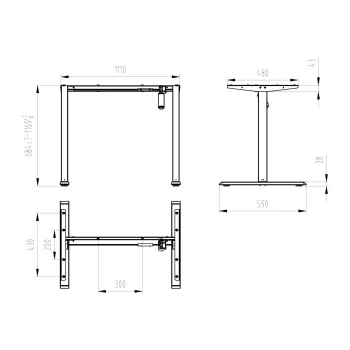 Elektryczny stelaż biurkowy SPE-121B 110cm