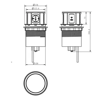 Gniazdo blatowe okrągłe Spacetronik SPS-R3D5B V2