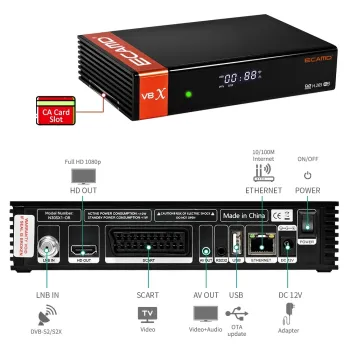 Tuner GTMedia ECAMD V8X DVB-S2/S2X WiFi ver. 2024