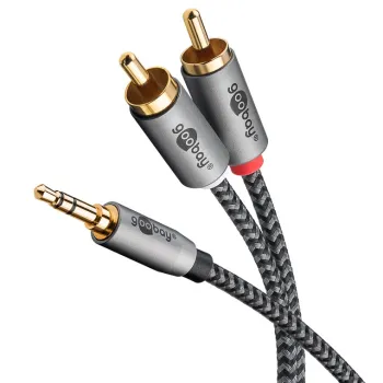 Kabel audio Jack - 2x RCA Goobay Plus TEXTIL 1m