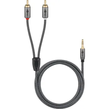 Kabel audio Jack - 2x RCA Goobay Plus TEXTIL 1m