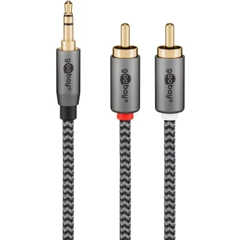 Kabel audio Jack - 2x RCA Goobay Plus TEXTIL 1m