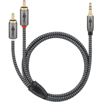 Kabel audio Jack - 2x RCA Goobay Plus TEXTIL 3m