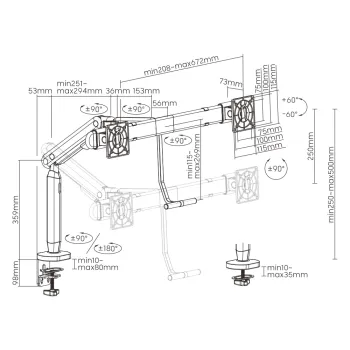 Elastyczny uchwyt 2 monitory Spacetronik SPAI120