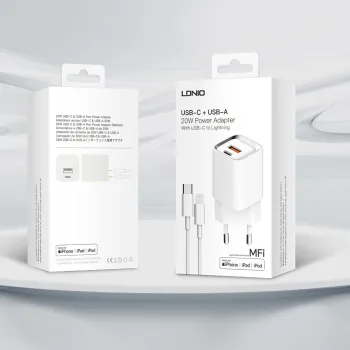 Ładowarka z kablem Licencja Apple MFI 20W 2x USB