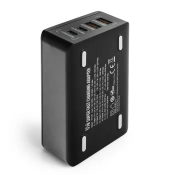 Ładowarka GaN 65W, LED, PD QC3.0, USB - 4 porty