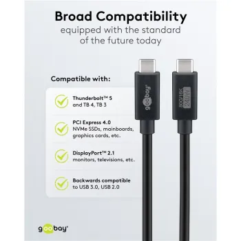 Kabel USB-C USB4 v2.0 80 Gb/s 240W 16K Goobay 1.2m