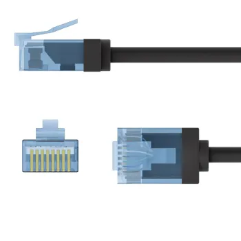 Kabel LAN Patchcord CAT 6A EXTRA FLEX czarny 0.15m