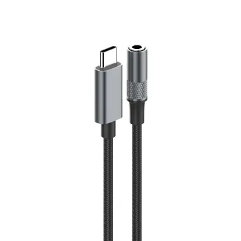 Adapter przejście USB-C na Jack 3,5mm z DAC szary