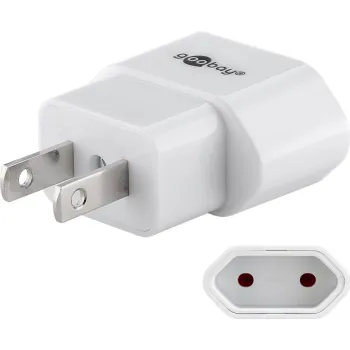 Adapter podróżny PŁASKI gn. EU wt. USA Goobay WHT