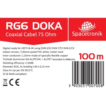 Kabel RG6 Spacetronik DOKA 4K Trishield 6x100 boun