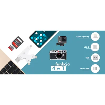 Czytnik kart SPU-CR01 USB-C, USB, Lightning 4w1