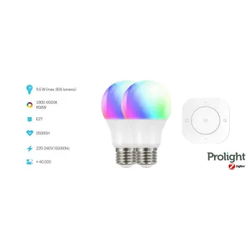 Inteligentna żarówka WiFi Prolight 2xE27 RGB RC