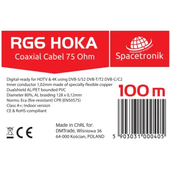Kabel RG6 Spacetronik HOKA 102 CU Dualshield 100m