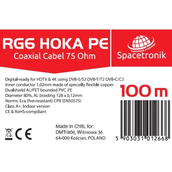 Kabel RG6 Spacetronik HOKA PE 102 CU Dualsh. 100m