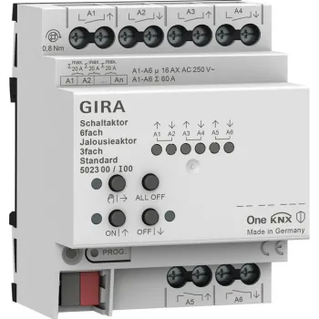 GIRA KNX Aktor przełączający/żaluzjowy 6-kanałowy Standard 5023 00 | Gira One