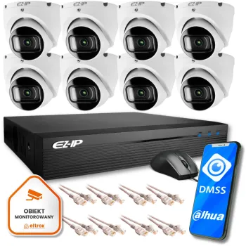 Zestaw monitoringu IP 8 kamer FullHD podstawowa kontrola EZ-IP by Dahua