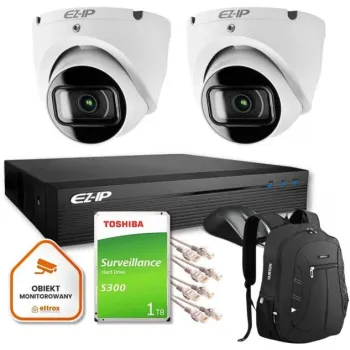 Zestaw monitoringu 2 kamer kopułkowych IP EZ-IP by Dahua niezawodna ochrona 2K