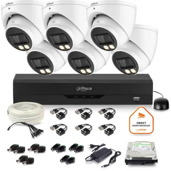 Zestaw monitoringu Dahua 6x kamera kopułkowa HAC-HDW1500T-IL-A-0280B-S2 1TB IR 40m 51mp