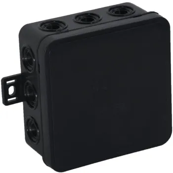 Puszka natynkowa pusta 12 wlotów VIPLAST V7 klik CZARNA IP54 100x100x41mm 037-05