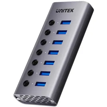 Unitek Hub USB A 3.0 7w1, 5Gbps z przełącznikami portów