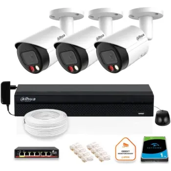 Zestaw monitoringu IP DAHUA 3x kamera IPC-HFW2849S-S-IL-0280B 8MPX