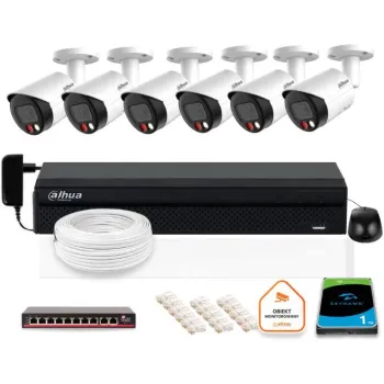 Zestaw monitoringu IP DAHUA 6x kamera IPC-HFW2849S-S-IL-0280B 8MPX