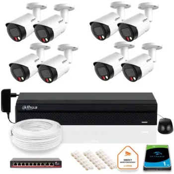 Zestaw monitoringu IP DAHUA 8x kamera IPC-HFW2849S-S-IL-0280B 8MPX