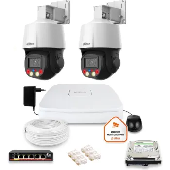 Zestaw monitoringu iP Dahua 2 kamery obrotowe 4MPx dysk 1TB