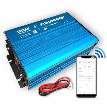 PRZETWORNICA NAPIĘCIA INWERTER EUROPOWER 12V DC / 230V AC 1000W / 2000W CZYSTY SINUS BLUETOOTH
