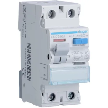 Wyłącznik różnicowoprądowy 1P+N 40A 30mA 6kA AC HAGER CDC240J