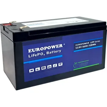 Akumulator LiFePO4 EUROPOWER serii LFP 12,8V 10Ah (Żywotność ~2000 cykli)