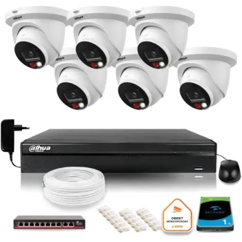 Zestaw monitoringu IP Dahua 8mpx 4K 6 kamer IPC-HDW2849TM-S-IL z dyskiem 1TB