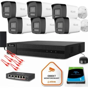 Zestaw do monitoringu Hilook 6 kamery IP IPCAM-B8-30DL/A