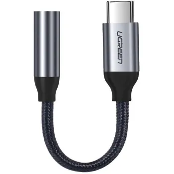 Ugreen przejściówka do słuchawek z 3,5 mm mini jack na USB Typ C 10 cm szary