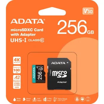 Adata Karta pamięci microSD Premier Pro 256 GB UHS1 U3 V30 A2 + adapter