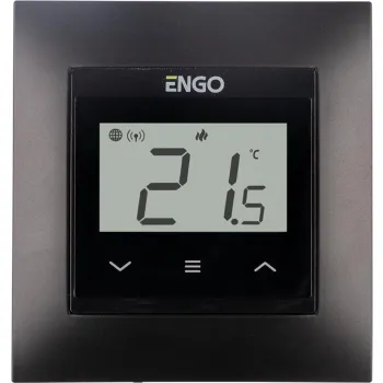 ENGO Controls E55-B - Regulator temperatury do ramki 55x55, 230V, czarny, Internetowy, Wi-Fi