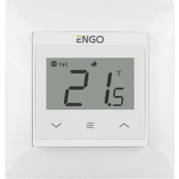 ENGO Controls E55-W - Regulator temperatury do ramki 55x55, 230V, biały, Internetowy, Wi-Fi