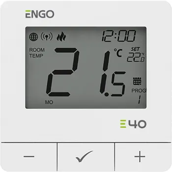 ENGO Controls E40-230W - Programowany, Internetowy natynkowy regulator temperatury ZigBee/868MHz, 230V, biały