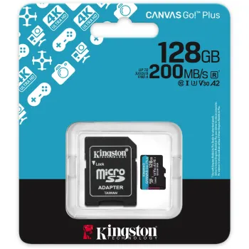 Karta pamięci microSD 128GB Kingston CanvasGo! Plus 200MB/s A2 U3 V30 + adapter