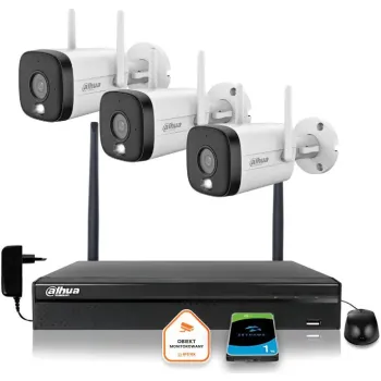 Zestaw monitoringu IP Dahua 3 Kamery WI-FI 3MPx aktywne odtraszanie LED IR do 30m