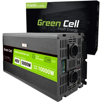 PRZETWORNICA NAPIĘCIA Green Cell PowerInverter LCD 48V -> 230V 5000/10000W CZYSTA SINUSOIDA
