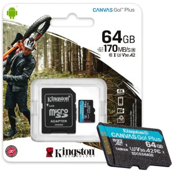Karta pamięci Kingston Canvas Go Plus microSD 64GB 170/70MB/s Adapter