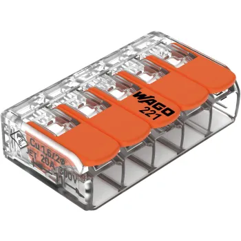 Szybkozłączka uniwersalna LINKA/DRUT 5x 0,2-4mm2 WAGO 221-415 (Paczka 25szt.)