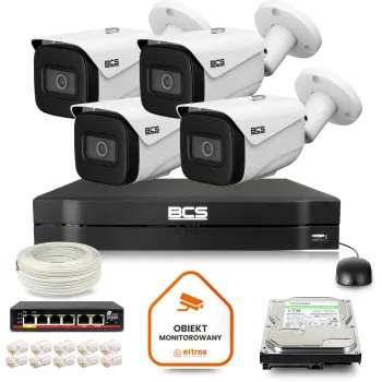 Zestaw monitoringu IP BCS Line 4x Kamera BCS-L-TIP28FSR5-Ai1(2) Rejestrator z dyskiem 1TB