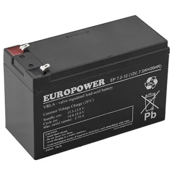 Akumulator AGM EUROPOWER serii EP 12V 7,2Ah (Żywotność 6-9 lat)