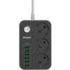 LISTWA ZASILAJĄCA Z WYŁĄCZNIKIEM Energizer 3x SCHUKO 6x USB-A 2500W 10A KABEL 2M